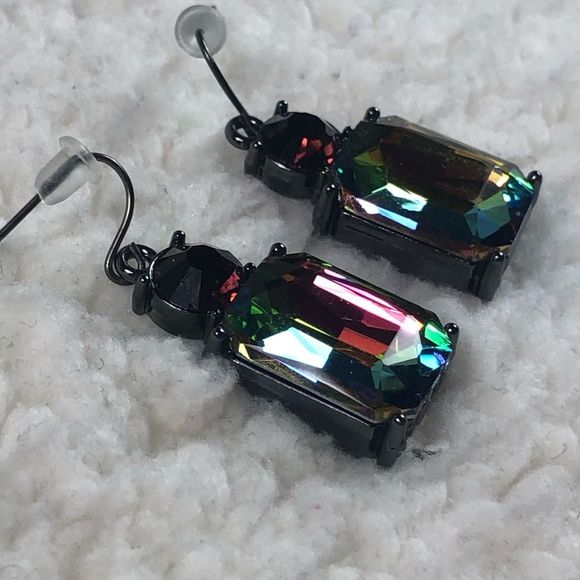 Stone multicolored shiny earrings, very pretty! NEW - Picture 2 of 7